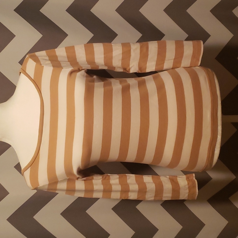 J Crew Striped Boatneck 7/8 Sleeve T-Shirt